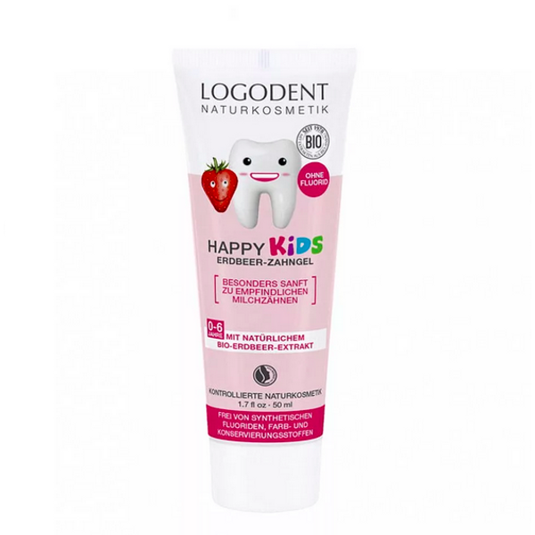 Happy kids fluoridmentes gyermek foggél eper kivonattal 50 ml - Logodent Bio