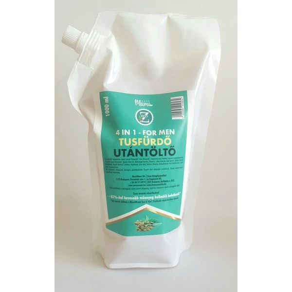 4 in 1 férfi tusfürdő utántöltő 1 liter - Eco-Z