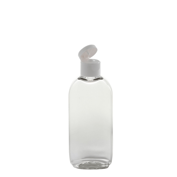 Átlátszó PET ovális flakon 100 ml - fehér fliptop kupakkal