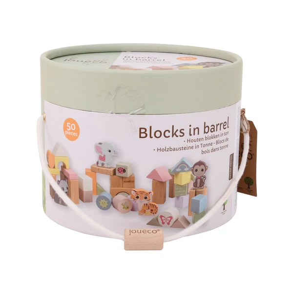 Jouéco® - Fa építőkocka állatokkal, 50 db