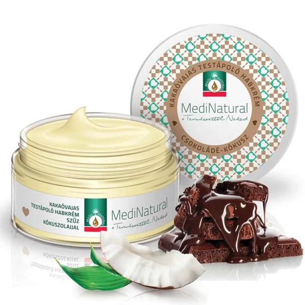 Kakaóvajas testápoló habkrém szűz kókuszolajjal 100 ml - Medinatural