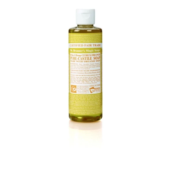 Folyékony szappan és tusfürdő citrus-narancs bio 240 ml - Dr. Bronners