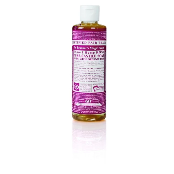 Folyékony szappan és tusfürdő rózsa bio 240 ml - Dr. Bronners
