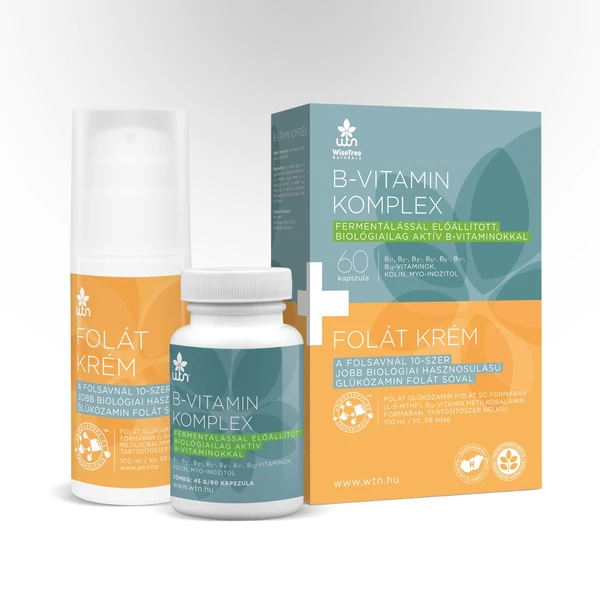 B-vitamin komplex 60 db + Folát krém 100 ml - Wise Tree Naturals