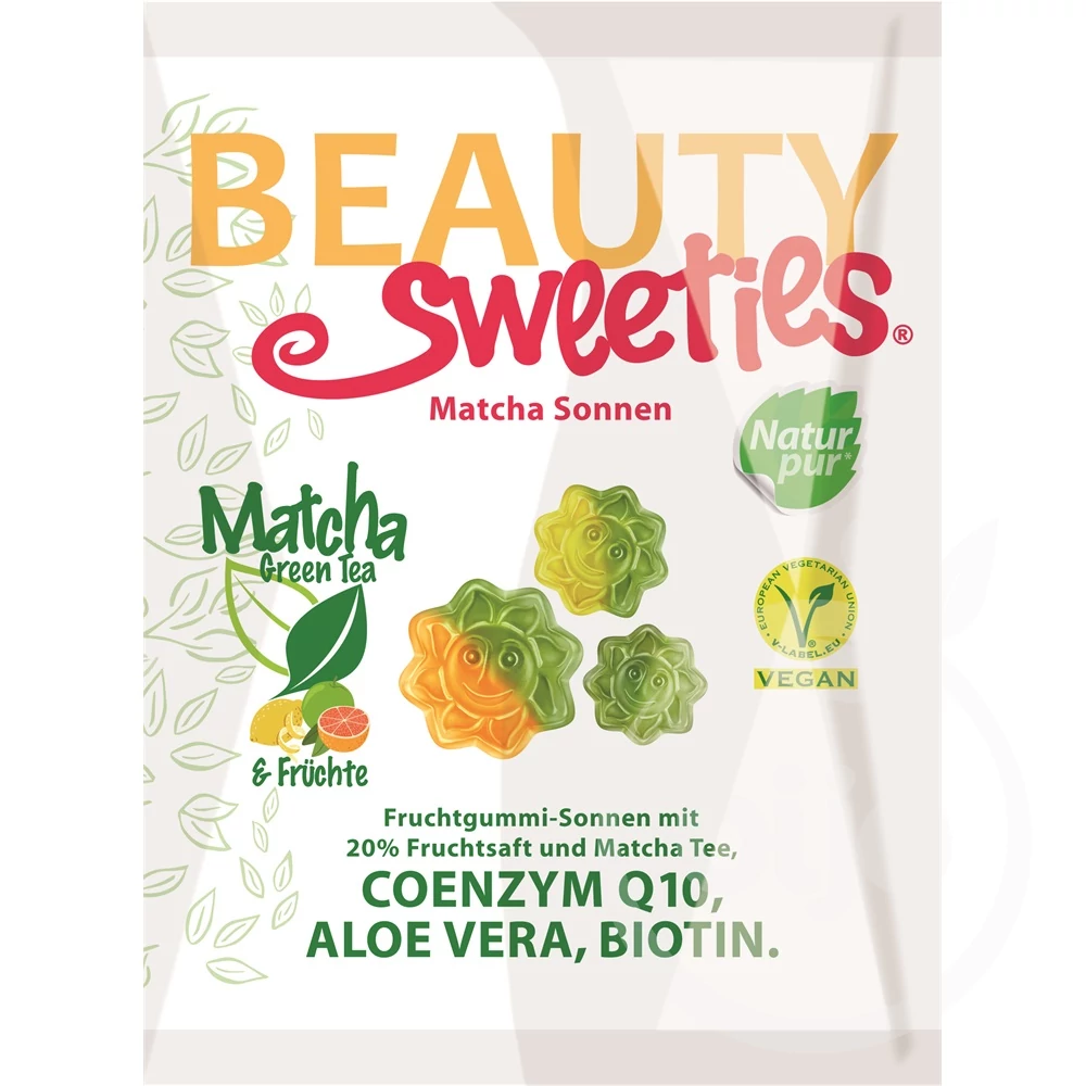 Beauty Sweeties gluténmentes VEGÁN gumicukor matcha napocskák 125 g