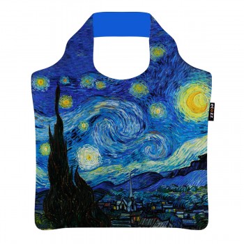Rövid fülű bevásárlótáska cipzárral Starry Night by Vincent van Gogh - ecozz