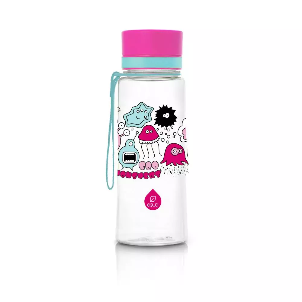 EQUA kulacs pink szörnyecskés 600 ml (BPA mentes műanyag)