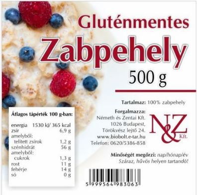 Gluténmentes zabpehely 500 g - Németh és Zentai