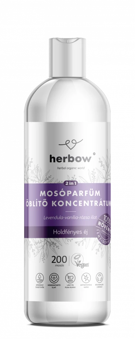 Herbow 2in1 mosóparfüm, öblítő koncentrátum - Holdfényes éj (Levendula-vanília-rózsa illat) 200 ml