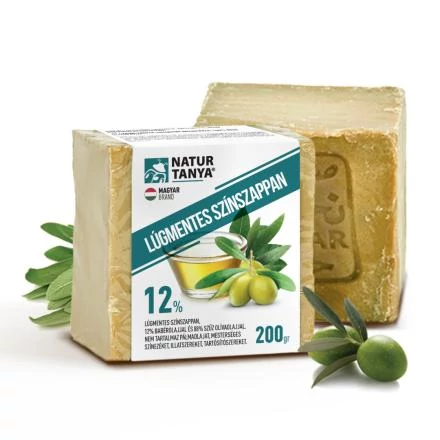 Lúgmentes Színszappan - 12% Babérfaolaj és 88% Olívaolaj 200 g - Natur Tanya