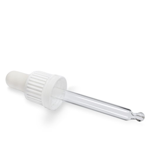 Fehér pipettás kupak 50 ml üveghez (18 mm átm)