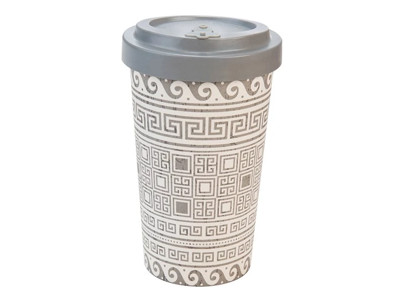 Bambusz kávéspohár műanyag tetővel 500 ml greek - Woodway